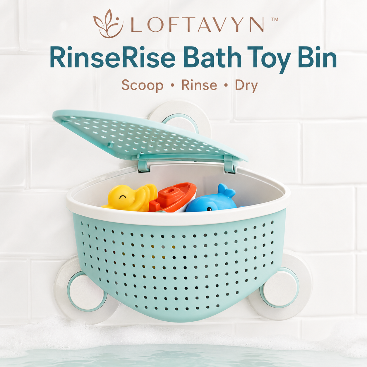 LOFTAVYN RinseRise Bath Toy Bin